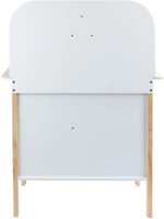 Drewniana kuchnia dla dzieci z zegarem różowa