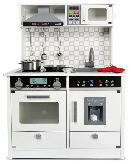 Drewniana kuchnia dla dzieci z akcesoriami dźwiękiem światłem New Styl biała