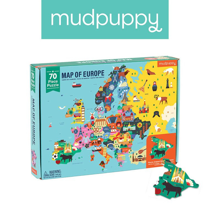 Puzzle Mapa Europy z elementami w kształcie państw 70 el Mudpuppy