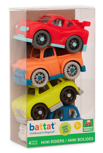 Zestaw 4 małych autek Mini Riders z wozem policyjnym Wonder Wheels Battat