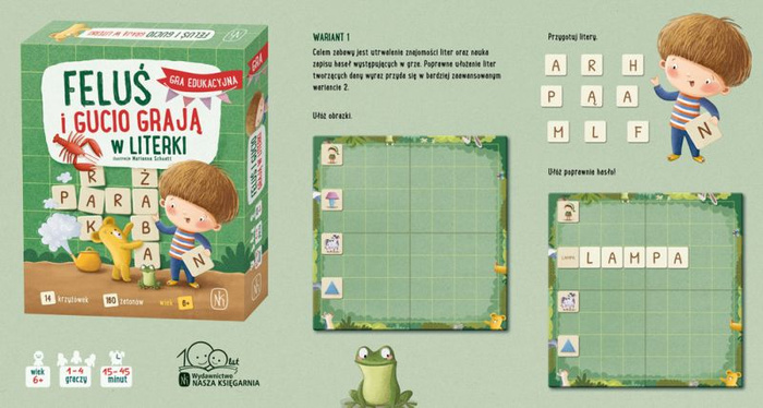 Edukacyjna gra językowa Feluś i Gucio grają w literki Nasza Księgarnia
