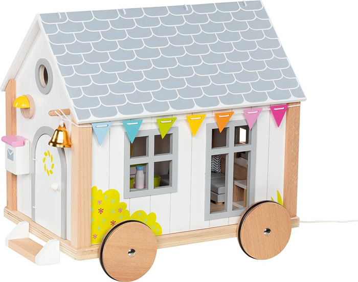 Drewniany domek dla lalek w przyczepie Tiny House Hygge Goki