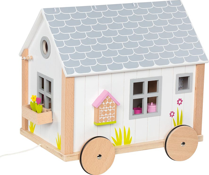 Drewniany domek dla lalek w przyczepie Tiny House Hygge Goki
