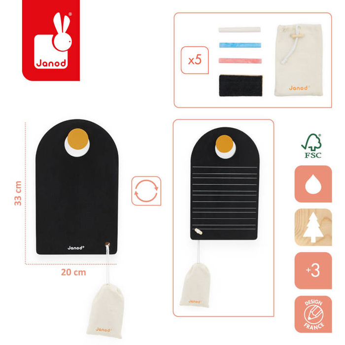 Dwustronna przenośna tablica dla dzieci z akcesoriami Janod