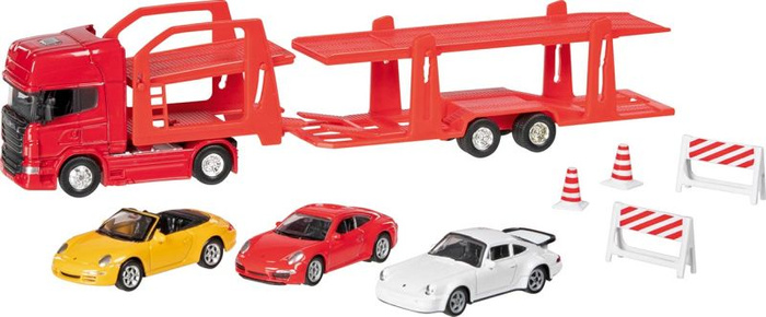 Samochody dla dzieci zabawki Auto ciężarowe z lawetą Goki