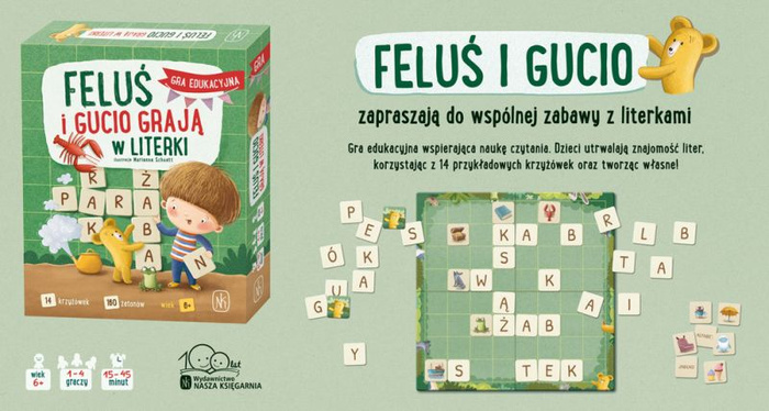 Edukacyjna gra językowa Feluś i Gucio grają w literki Nasza Księgarnia