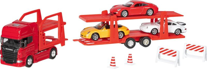 Samochody dla dzieci zabawki Auto ciężarowe z lawetą Goki