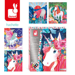 Zestaw kreatywny Malowanie farbami perłowymi i 3D Jednorożce Janod
