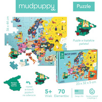 Puzzle Mapa Europy z elementami w kształcie państw 70 el Mudpuppy