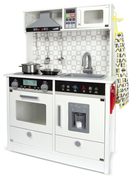 Drewniana kuchnia dla dzieci z akcesoriami dźwiękiem światłem New Styl biała
