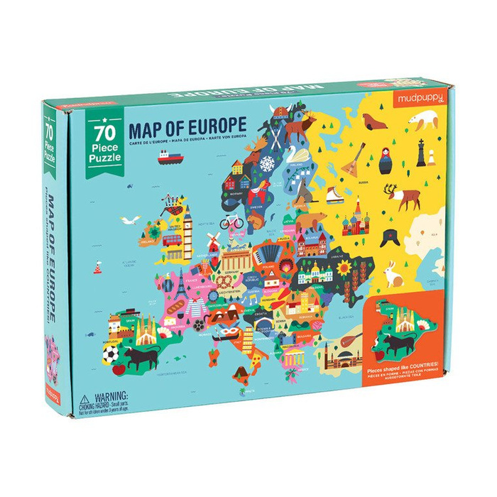 Puzzle Mapa Europy z elementami w kształcie państw 70 el Mudpuppy