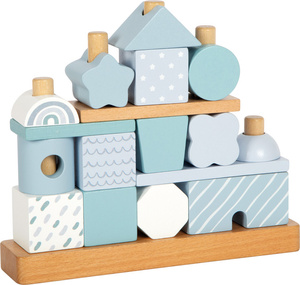 Klocki drewniane na palikach Niebieski domek Small Foot