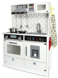 Drewniana kuchnia dla dzieci z akcesoriami dźwiękiem światłem New Styl biała