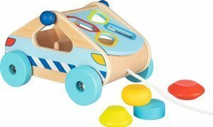 Zabawka na sznurku, sorter z klockami Niebieskie autko Goki