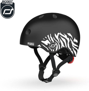 SCOOTANDRIDE Dziecięcy kask XXS-S 1-5 lat światło LED magnetyczne zapięcie Zebra