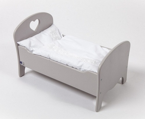Drewniane łóżeczko dla lalek klasyczne serce