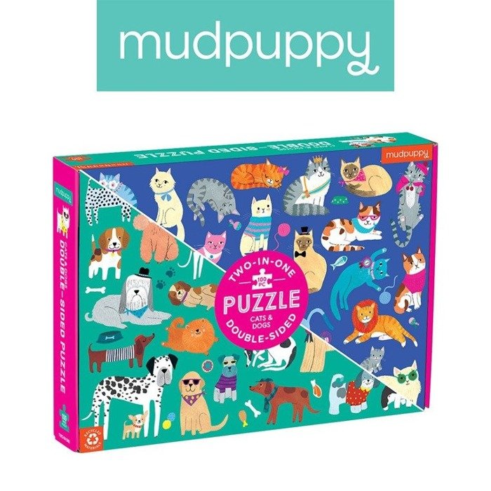 Puzzle dwustronne Koty i psy 100 el Mudpuppy