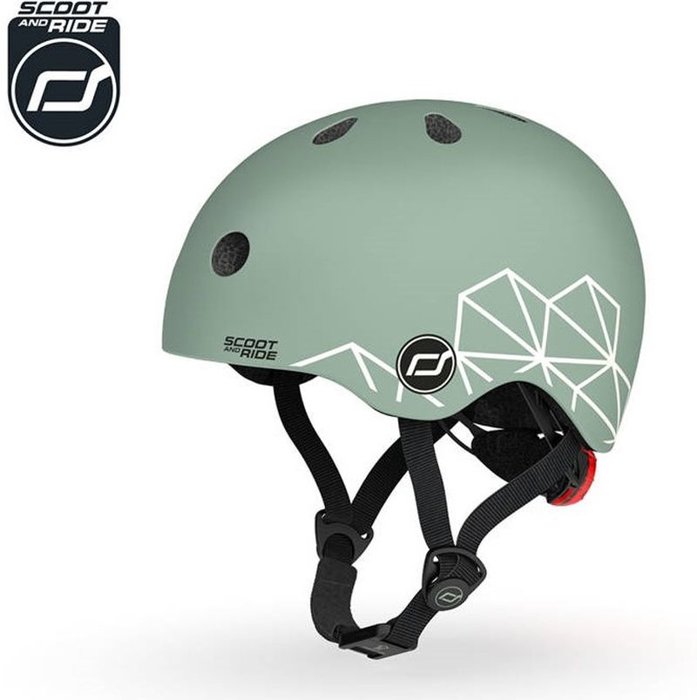 SCOOTANDRIDE Dziecięcy kask XXS-S 1-5 lat światło LED magnetyczne zapięcie Green Lines