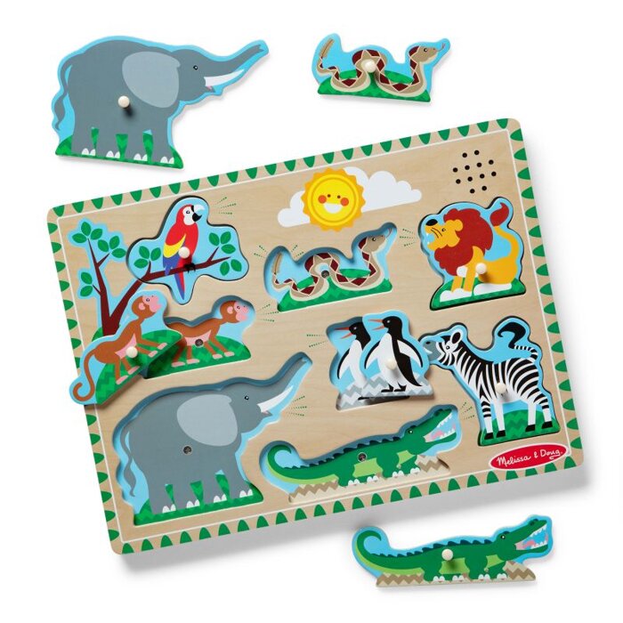 Układanka edukacyjna z dźwiękiem Dzikie zwierzęta ZOO Melissa & Doug