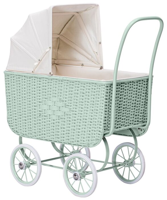 Wózek zabawkowy Doll Pram Retro Rattan Green Astrup